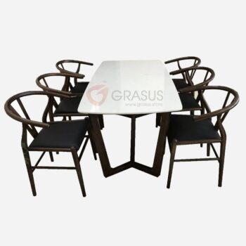 Bộ bàn ghế Wishbone 6 ghế