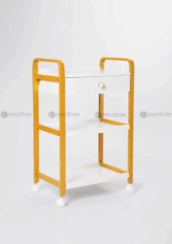 Kệ Đẩy Spa Khung Vàng 3 Tầng