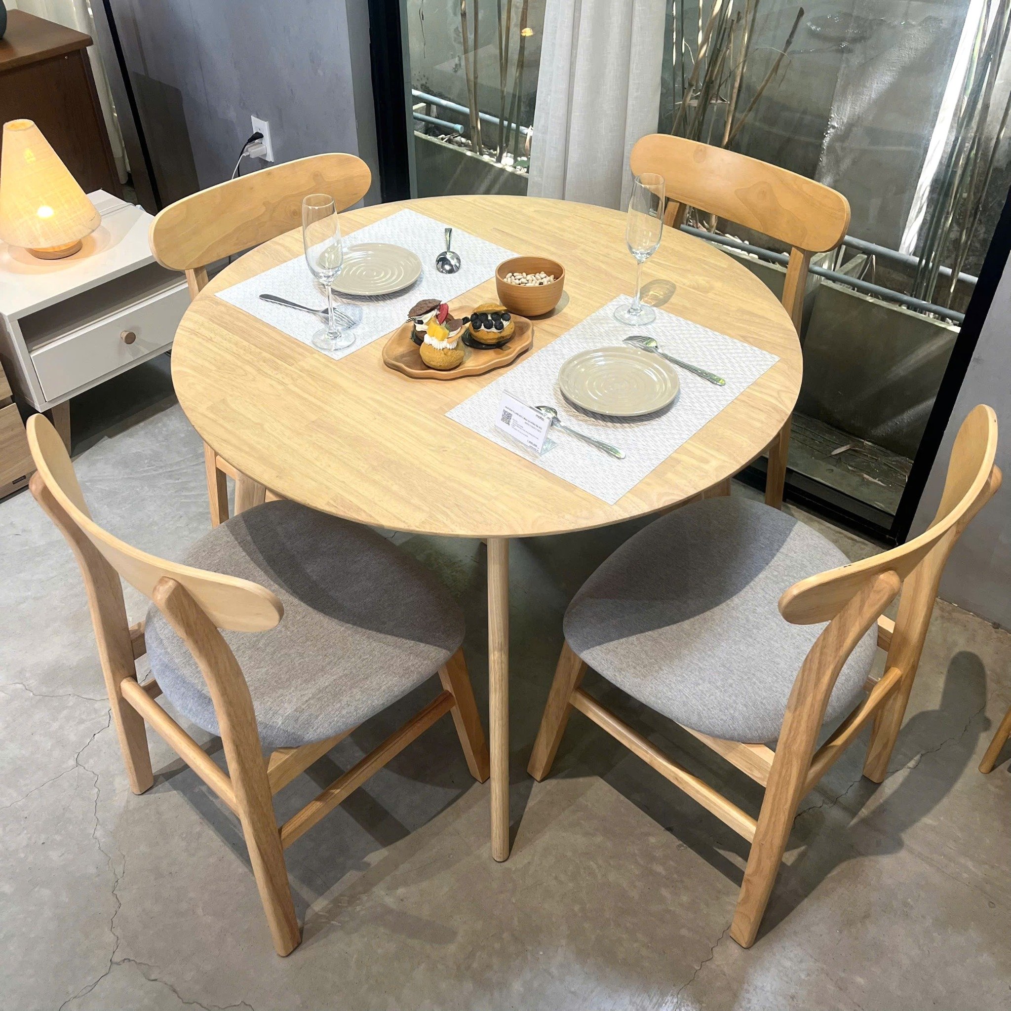 Bộ Bàn Ăn Tròn Oslo (Màu Tự Nhiên, 100)