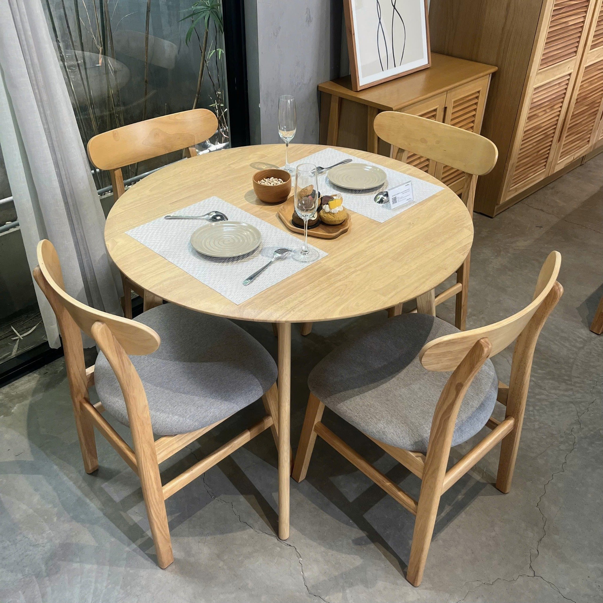 Bộ Bàn Ăn Tròn Oslo (Màu Tự Nhiên, 100)