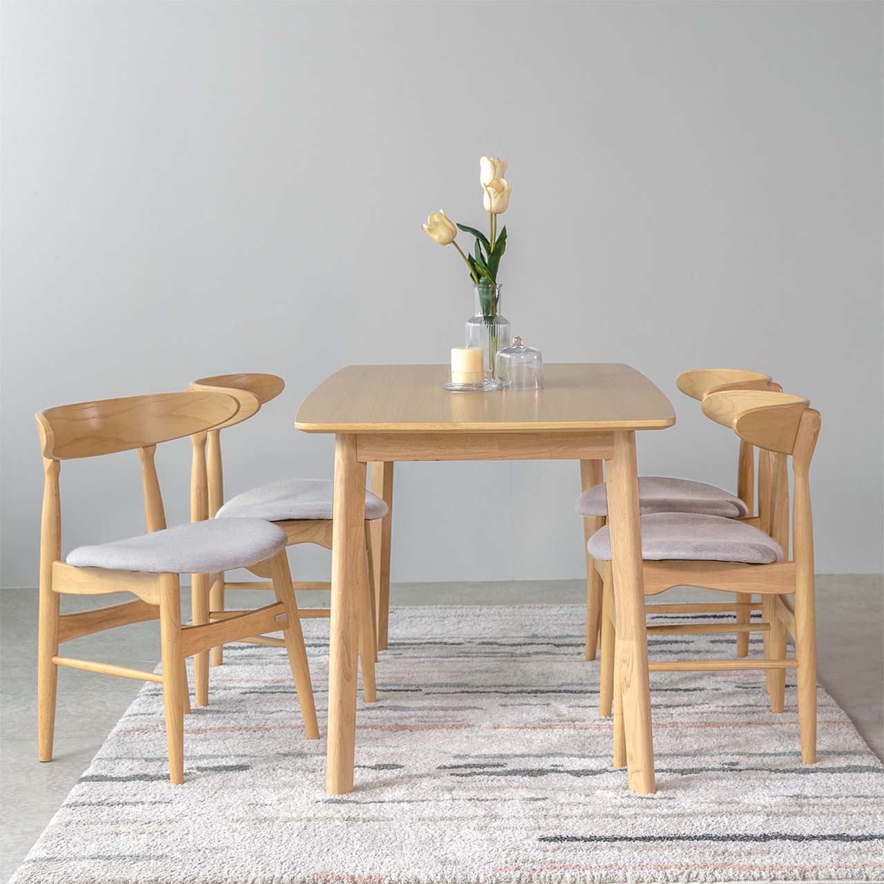 Bộ Bàn Ăn Gỗ 4 Ghế Cao Su  OSLO 601