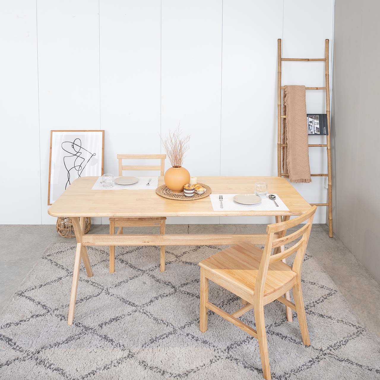 Bộ Bàn Ăn Gỗ Cao Su Tự Nhiên  VLINE 602 (75cm)