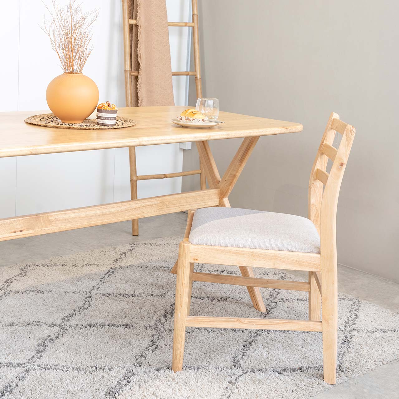 Bộ Bàn Ăn Gỗ Cao Su Tự Nhiên  VLINE 602 (75cm)