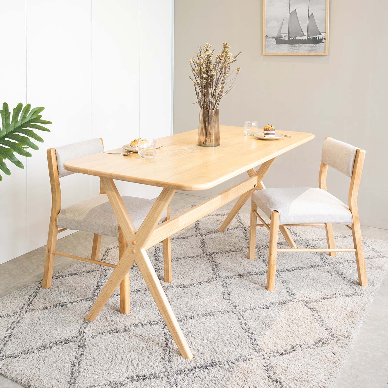 Bộ Bàn Ăn Gỗ Cao Su Tự Nhiên  VLINE 602 (75cm)