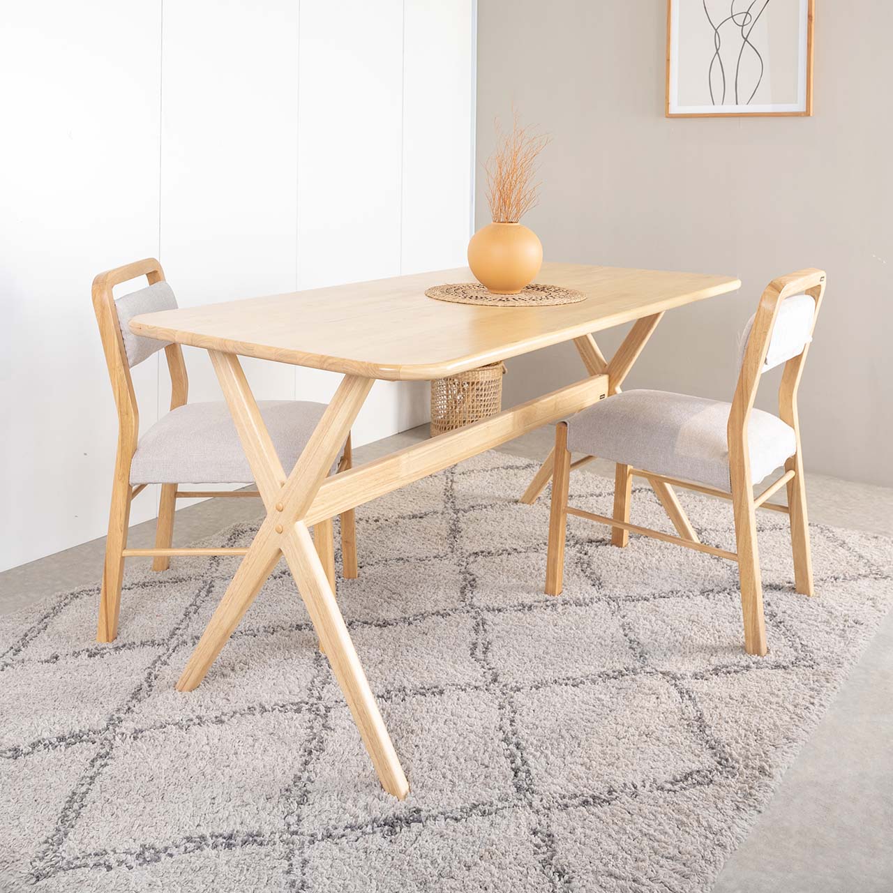 Bộ Bàn Ăn Gỗ Cao Su Tự Nhiên  VLINE 602 (75cm)