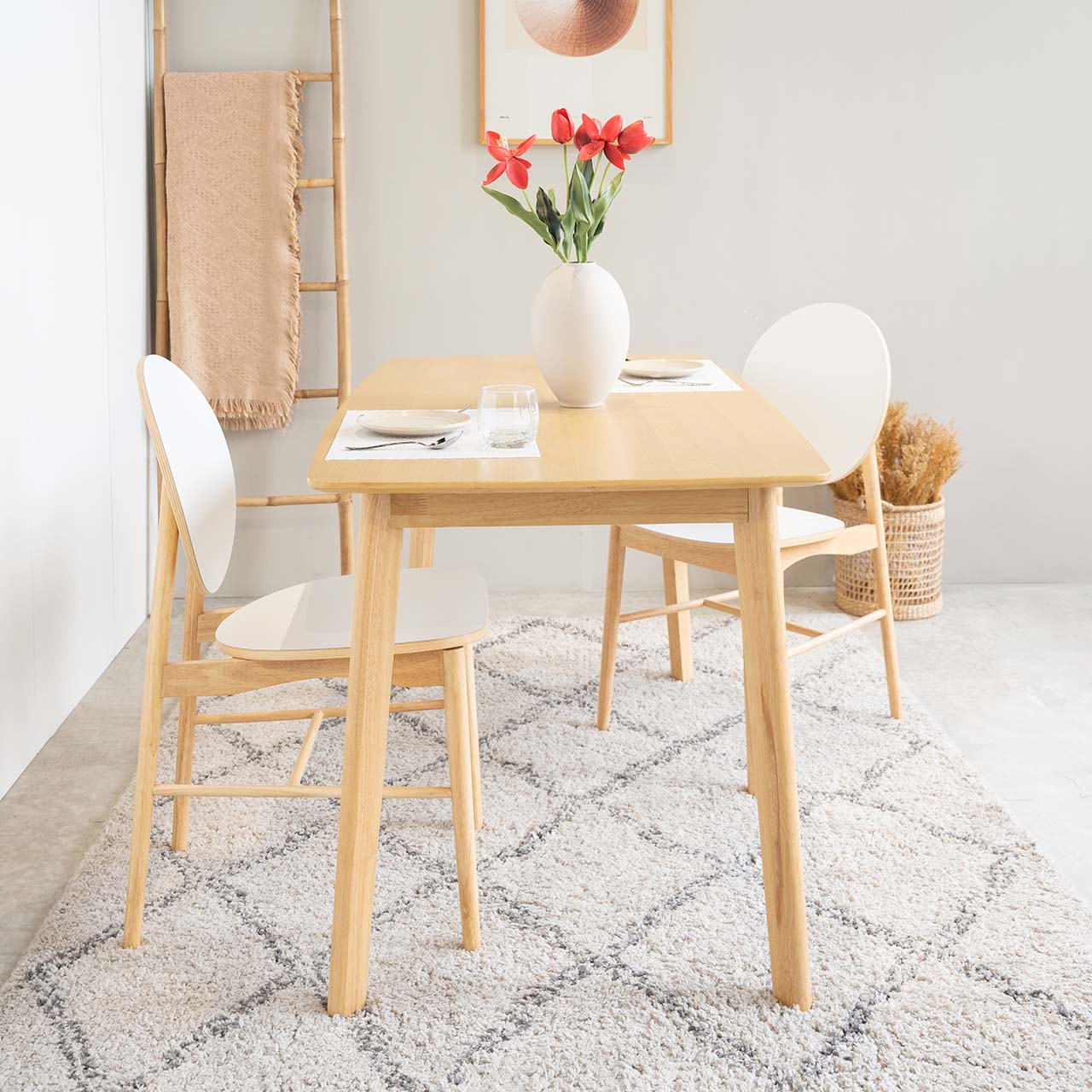 Bộ Bàn Ăn Gỗ 4 Ghế Cao Su  OSLO 601