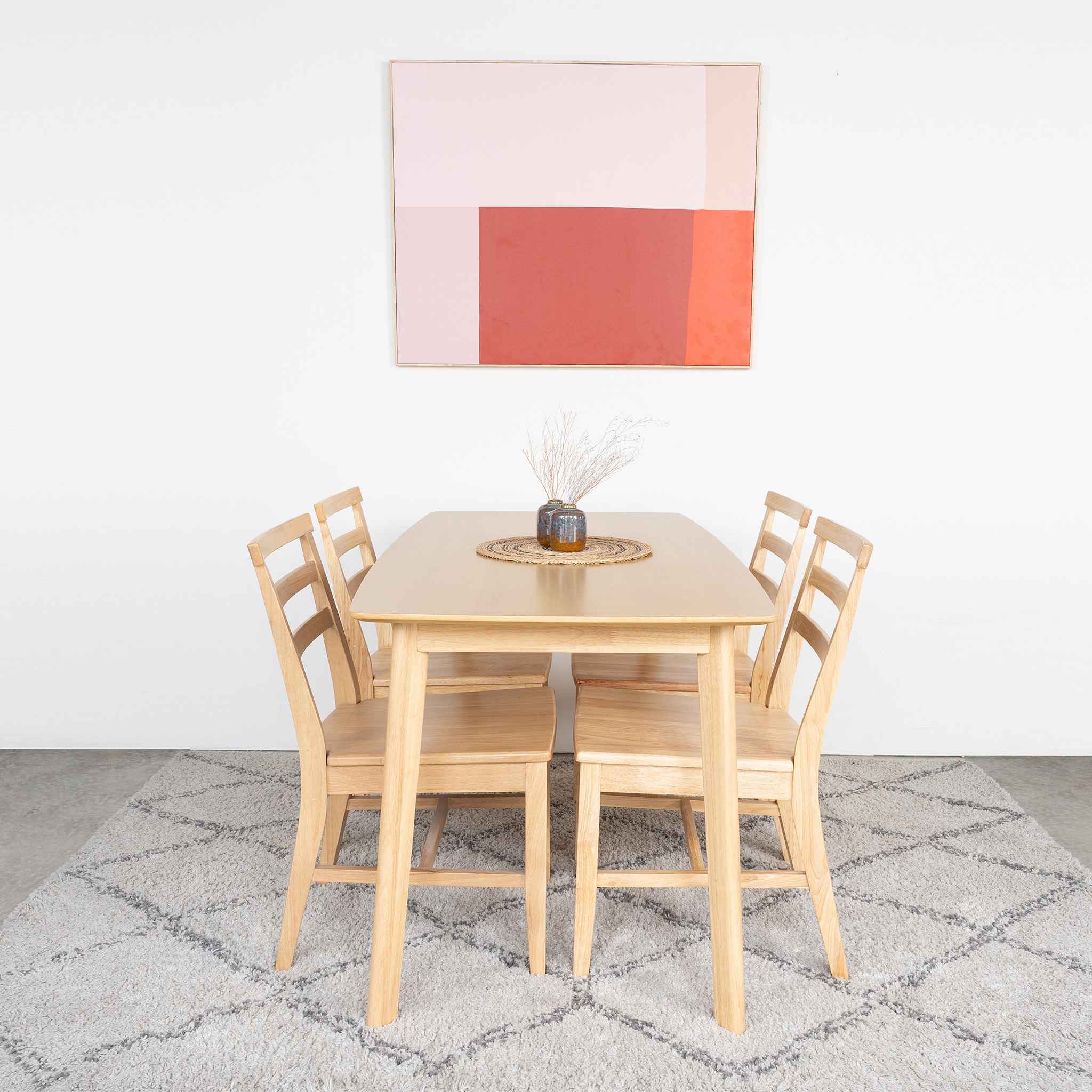 Bộ Bàn Ăn Gỗ 4 Ghế Cao Su  OSLO 601