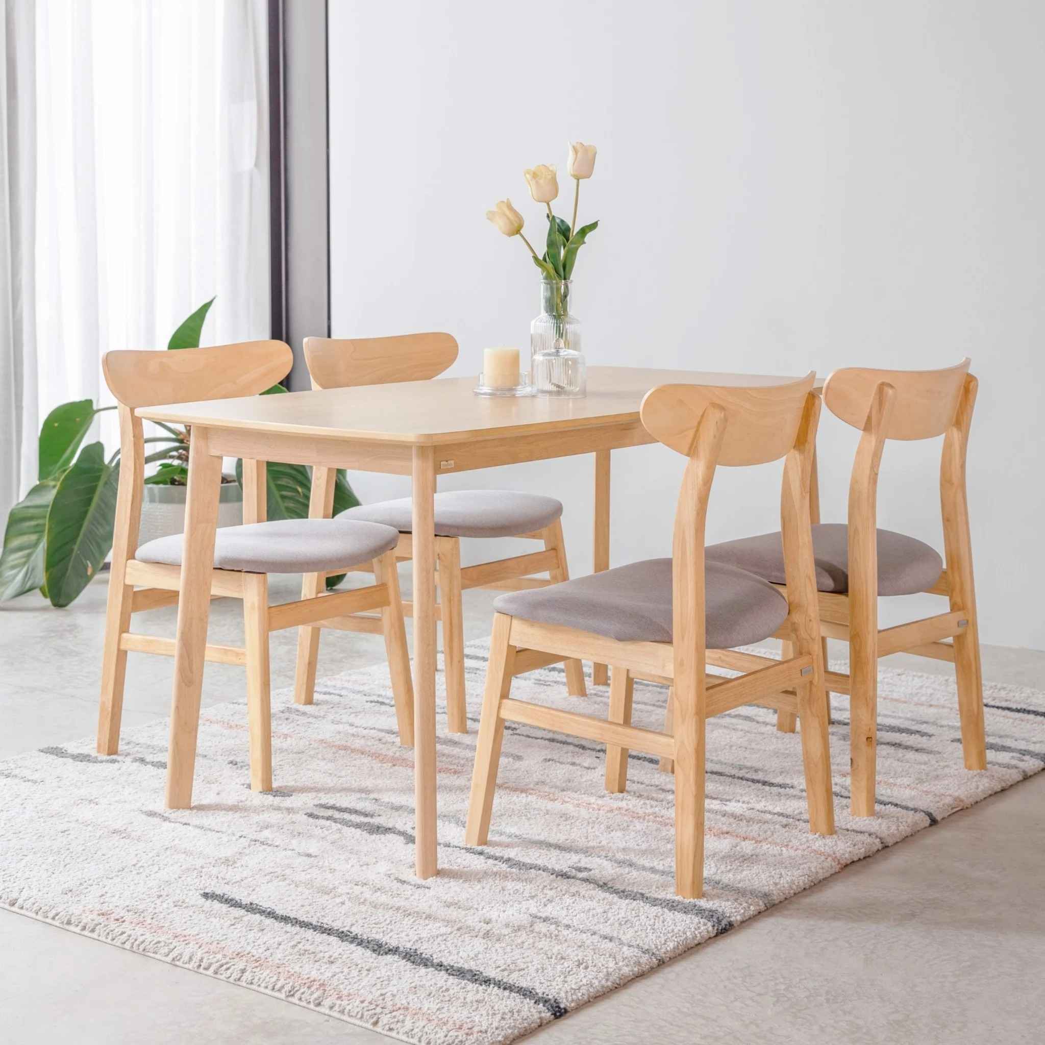 Bộ Bàn Ăn Gỗ 4 Ghế Cao Su  OSLO 601