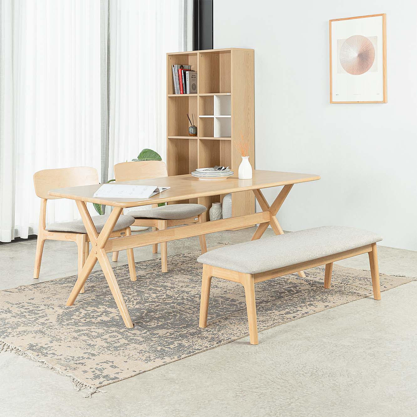 Bộ Bàn Ăn Gỗ Cao Su Tự Nhiên  VLINE 601