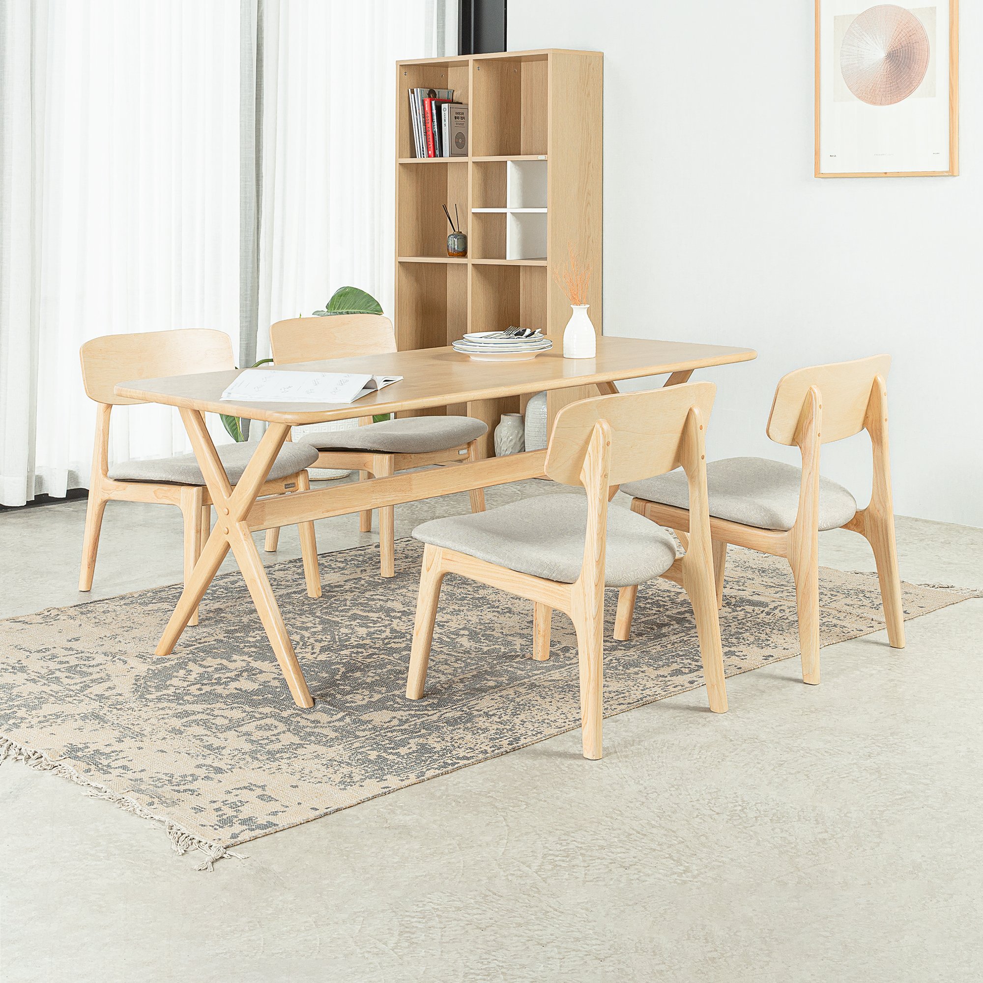 Bộ Bàn Ăn Gỗ Cao Su Tự Nhiên  VLINE 601