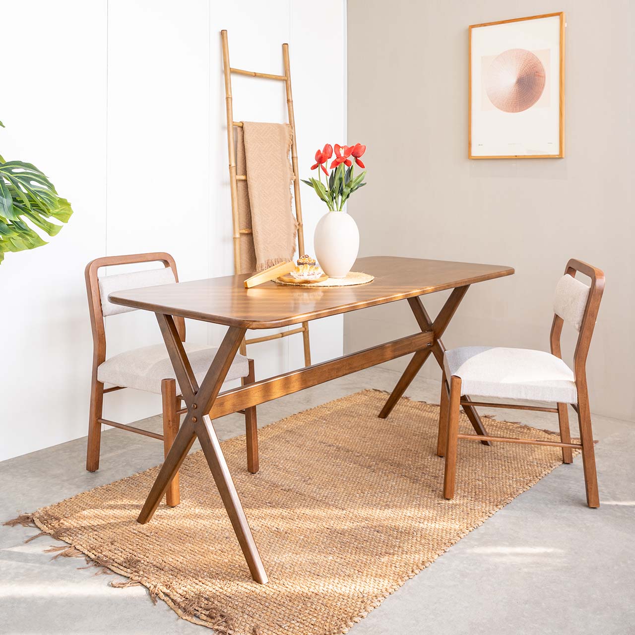 Bộ Bàn Ăn Gỗ Cao Su Tự Nhiên  VLINE 602 (75cm)