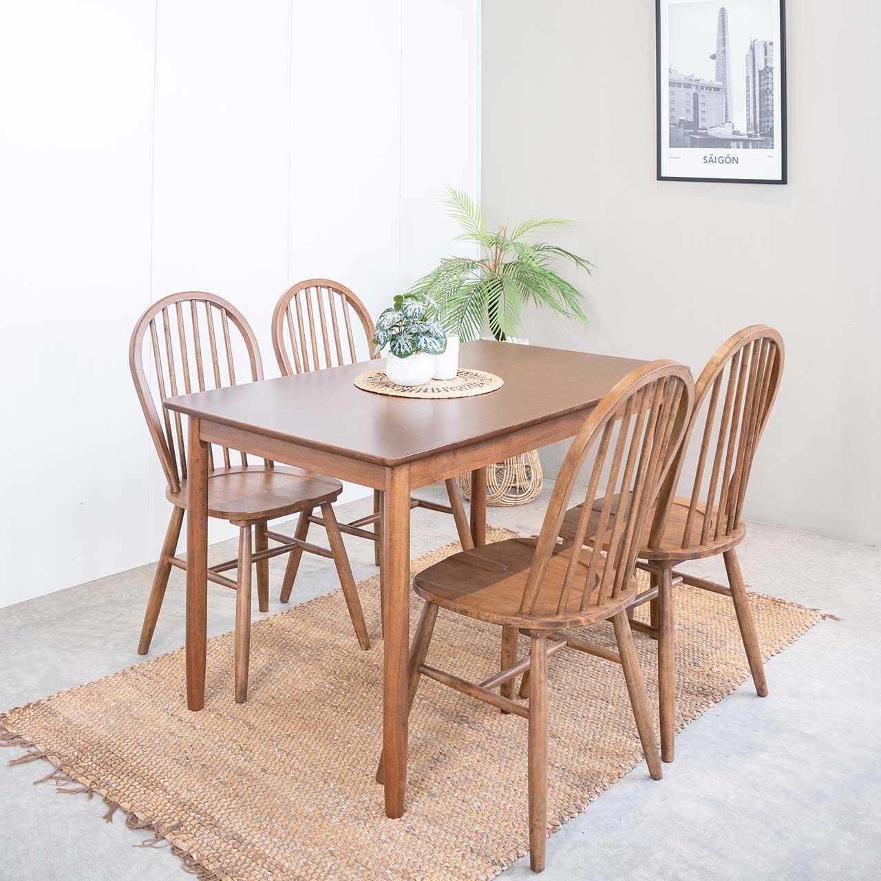 Bộ Bàn Ăn 4 Ghế Gỗ  MILAN 901 (1m25)