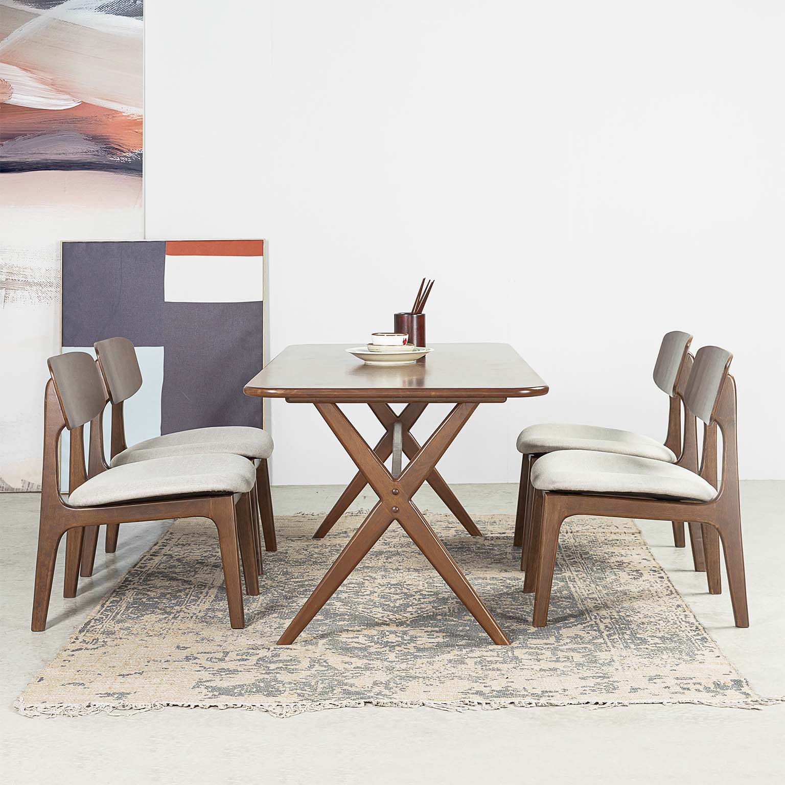 Bộ Bàn Ăn Gỗ Cao Su Tự Nhiên  VLINE 601