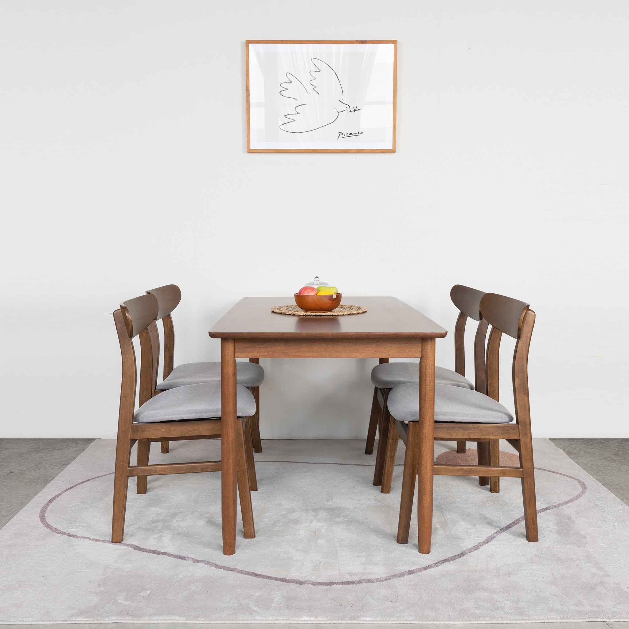 Bộ Bàn Ăn 4 Ghế Gỗ  MILAN 901 (1m25)