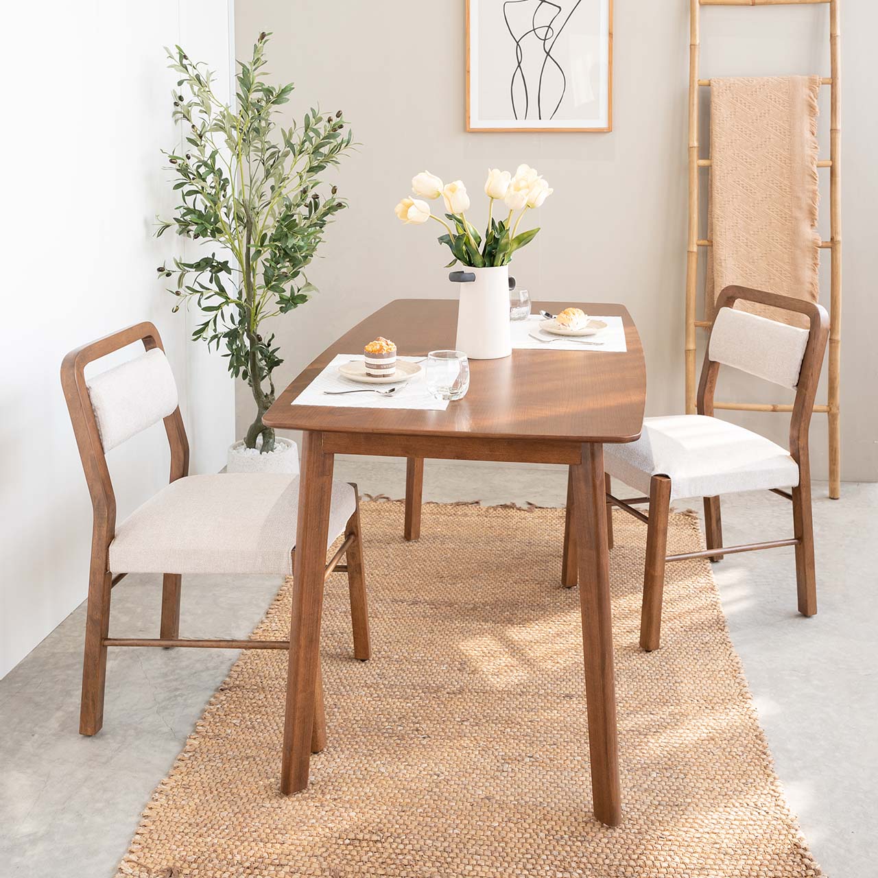 Bộ Bàn Ăn Gỗ 4 Ghế Cao Su  OSLO 601