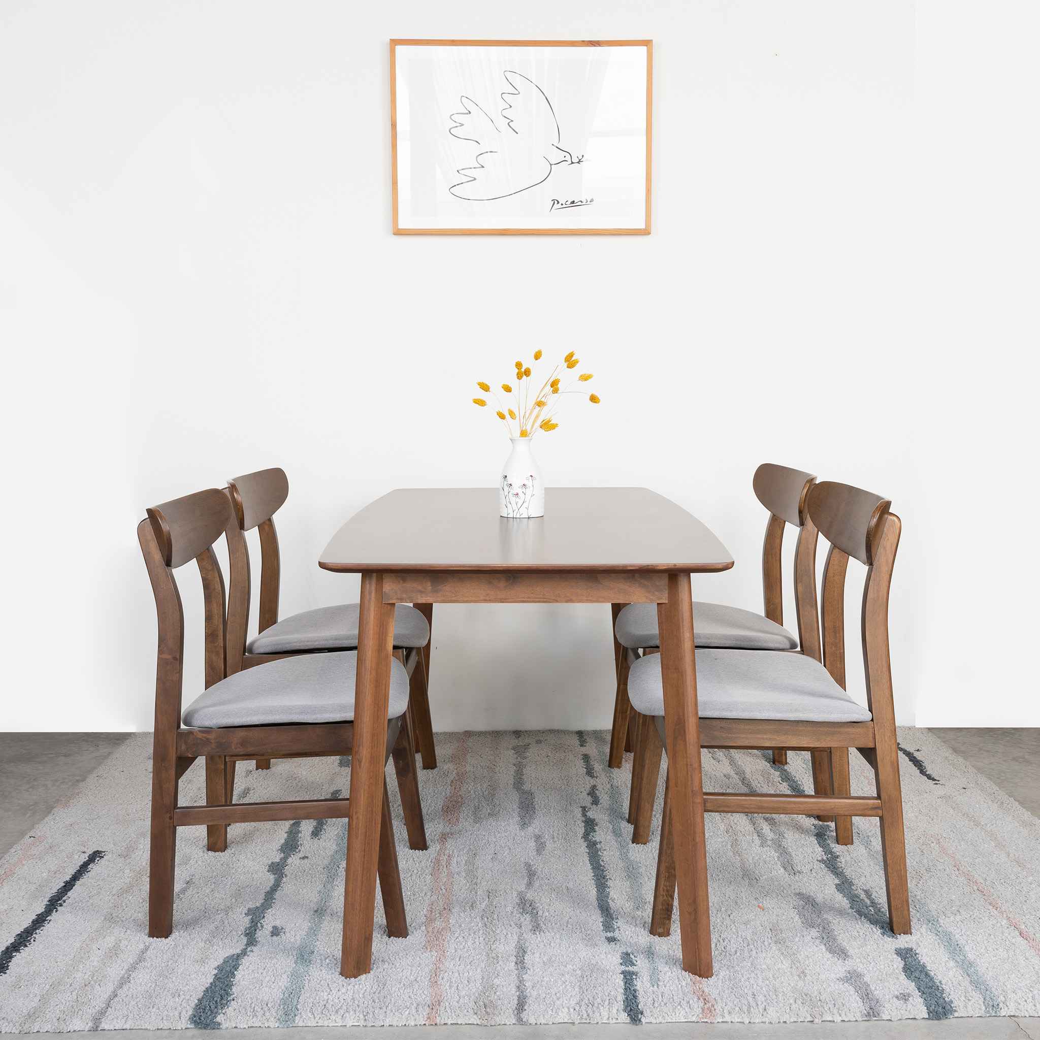 Bộ Bàn Ăn Gỗ 4 Ghế Cao Su  OSLO 601