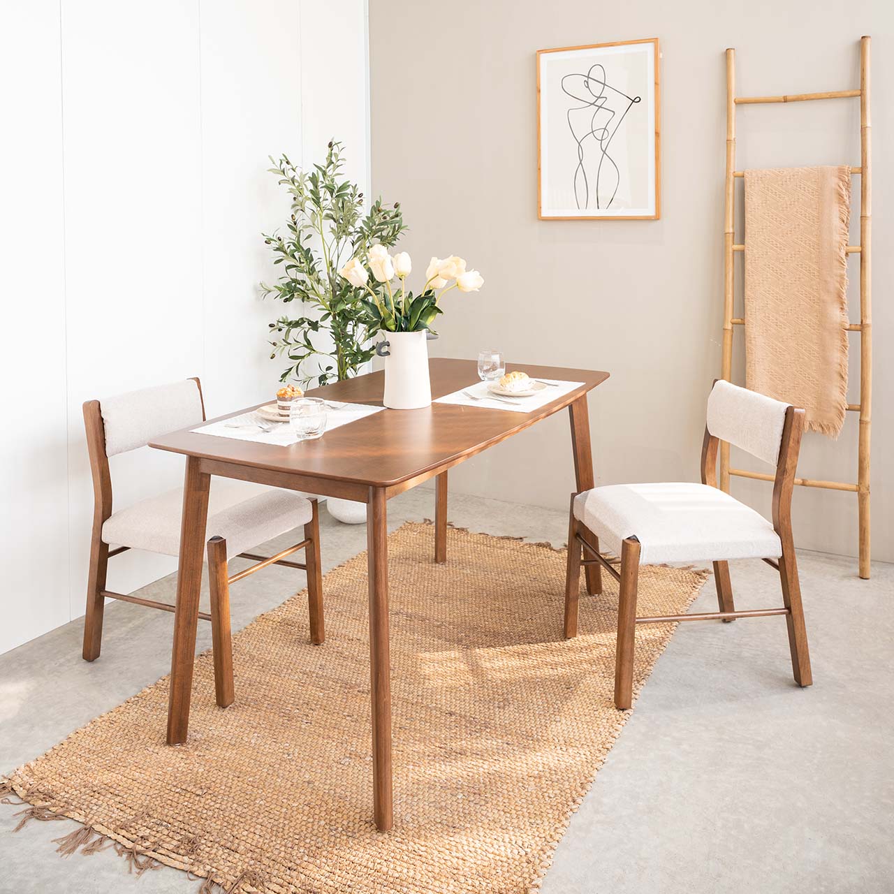 Bộ Bàn Ăn Gỗ 4 Ghế Cao Su  OSLO 601