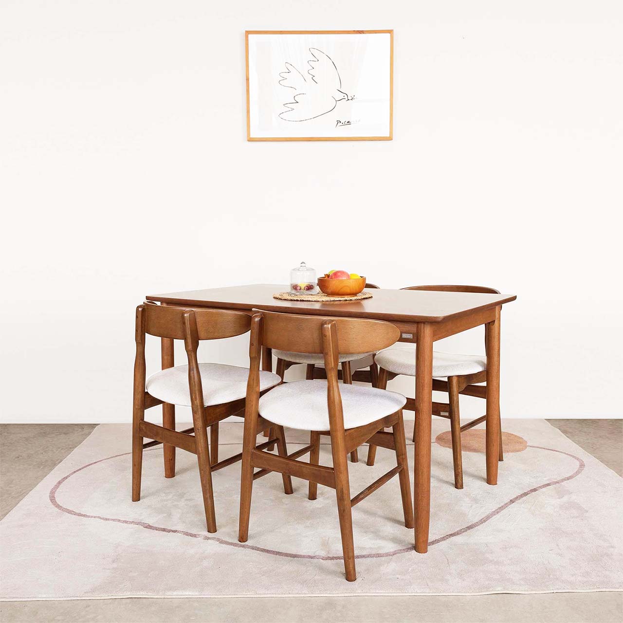 Bộ Bàn Ăn 4 Ghế Gỗ  MILAN 901 (1m25)