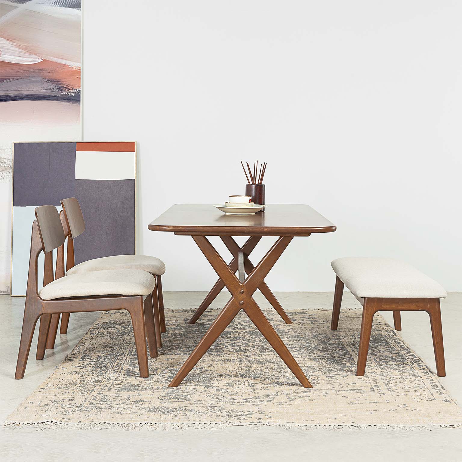 Bộ Bàn Ăn Gỗ Cao Su Tự Nhiên  VLINE 601