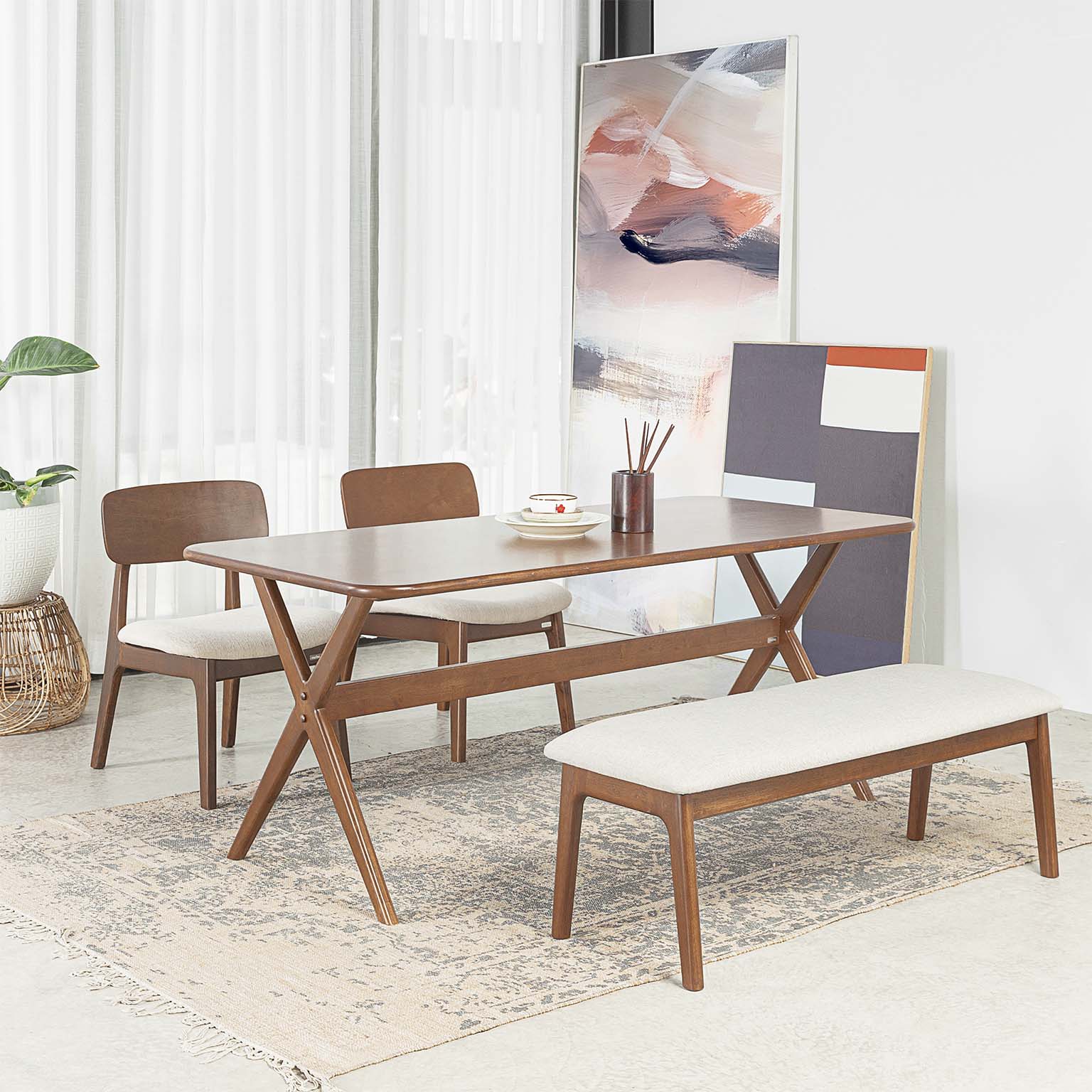 Bộ Bàn Ăn Gỗ Cao Su Tự Nhiên  VLINE 601