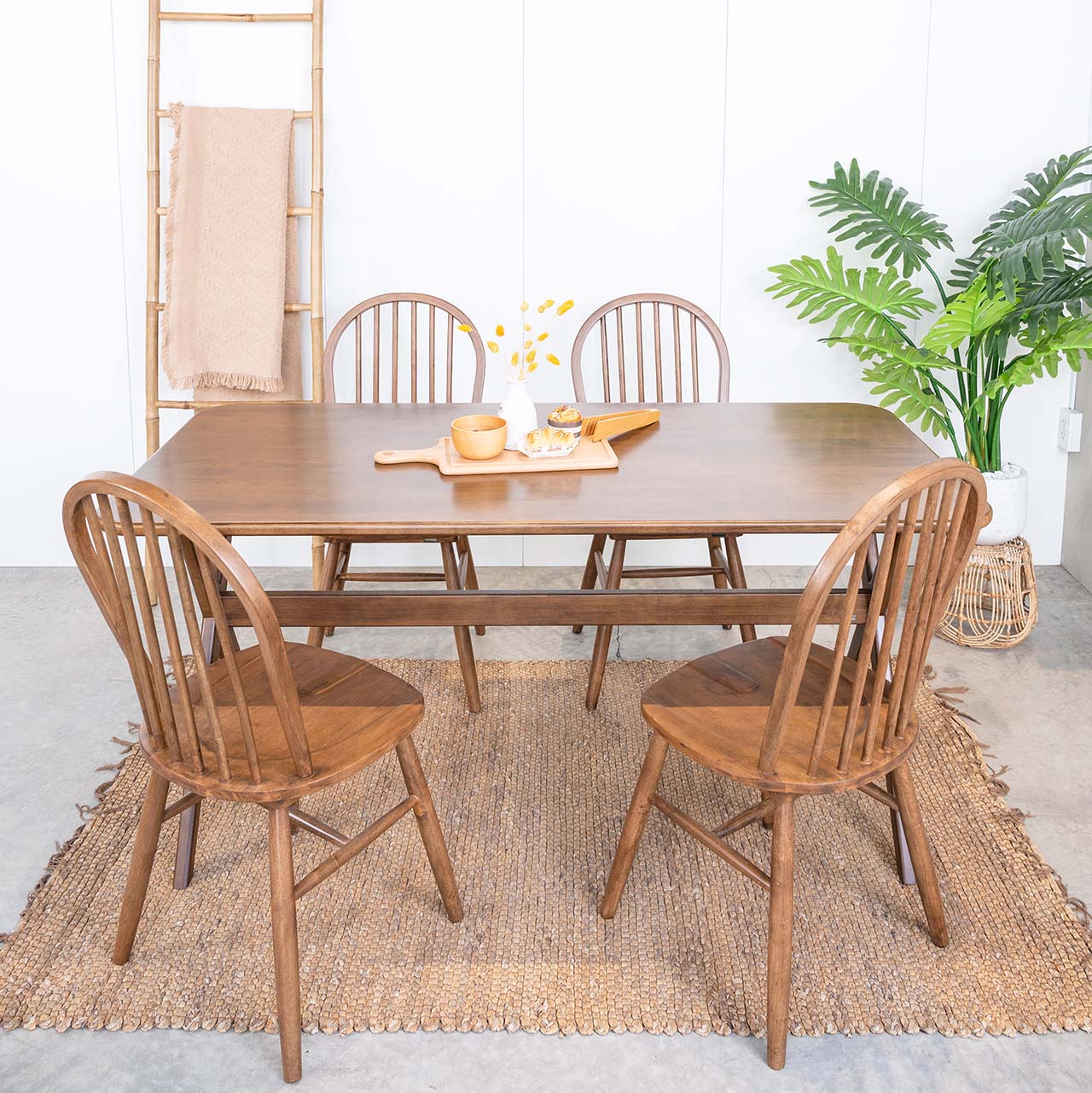 Bộ Bàn Ăn Gỗ Cao Su Tự Nhiên  VLINE 602 (75cm)