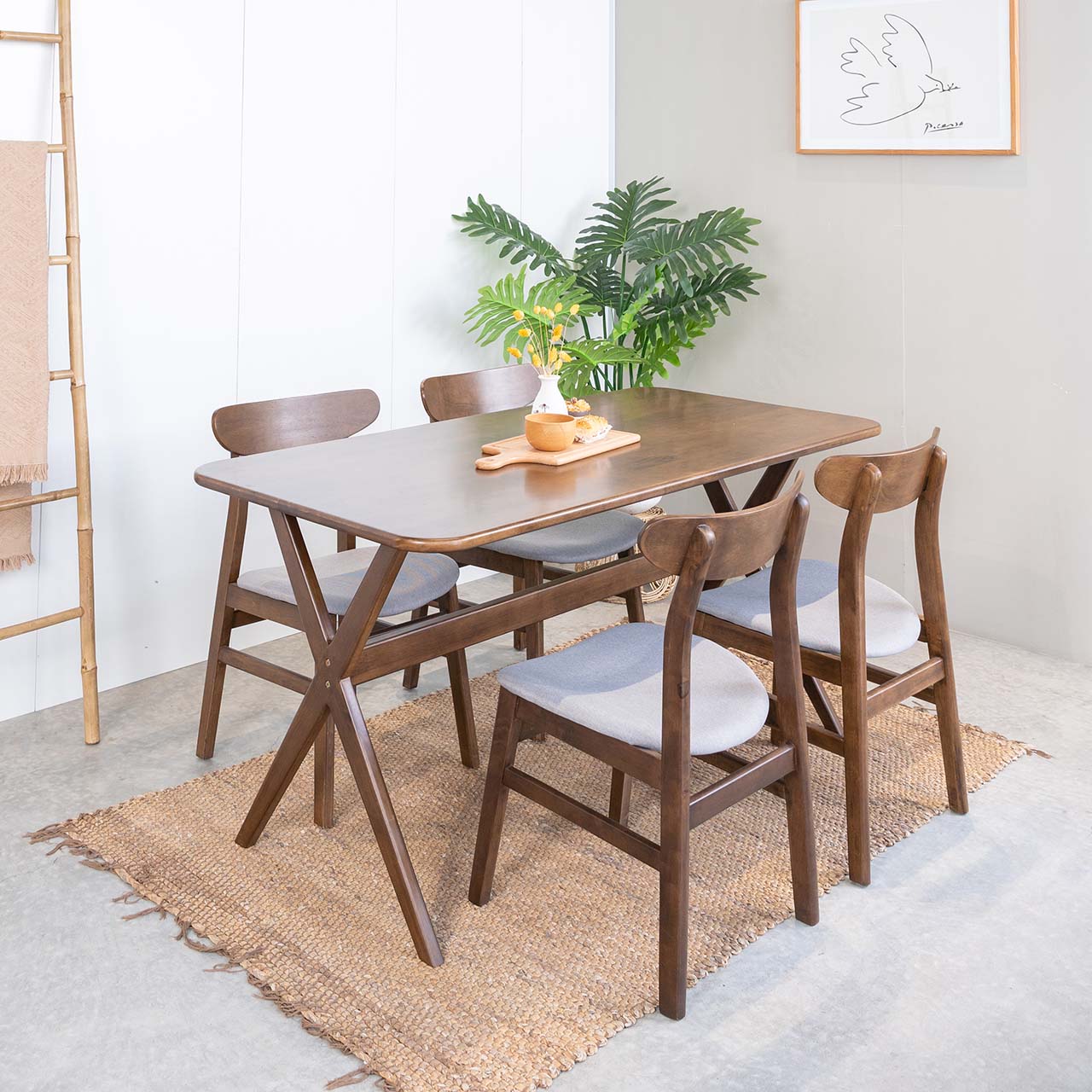 Bộ Bàn Ăn Gỗ Cao Su Tự Nhiên  VLINE 602 (75cm)