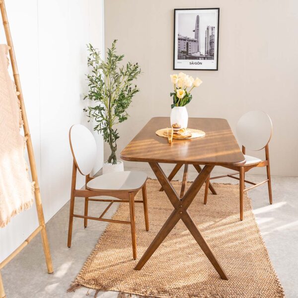 Bộ Bàn Ăn Gỗ Cao Su Tự Nhiên  VLINE 602 (75cm)