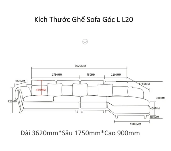 Ghế sofa góc đệm vải viền da gỗ sồi L22