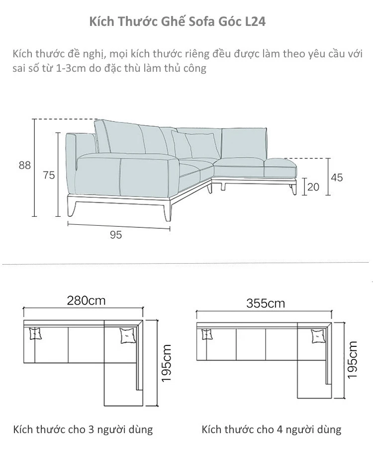 Ghế sofa da góc hiện đại L24