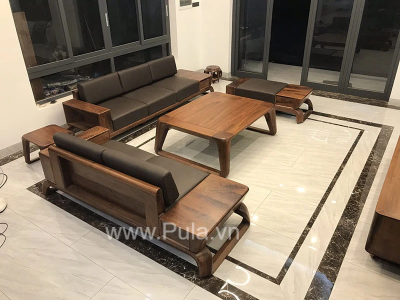 Bộ sofa gỗ Óc chó cao cấp Hung GO