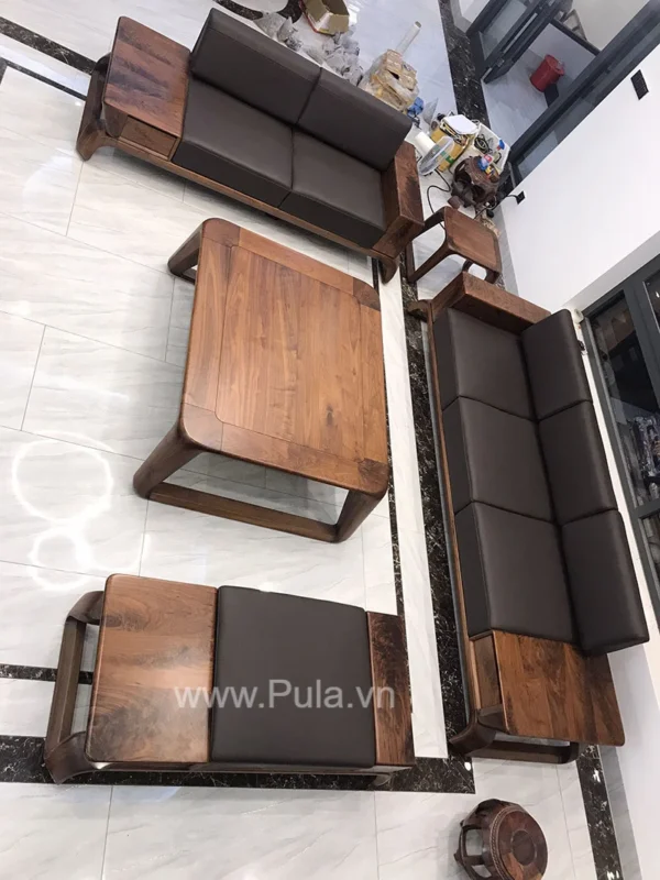 Bộ sofa gỗ Óc chó cao cấp Hung GO