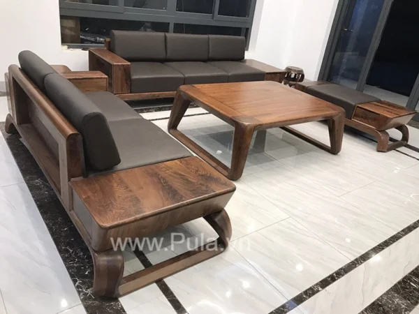 Bộ sofa gỗ Óc chó cao cấp Hung GO