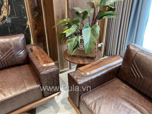 Bộ sofa gỗ Óc chó cao cấp Hung GO