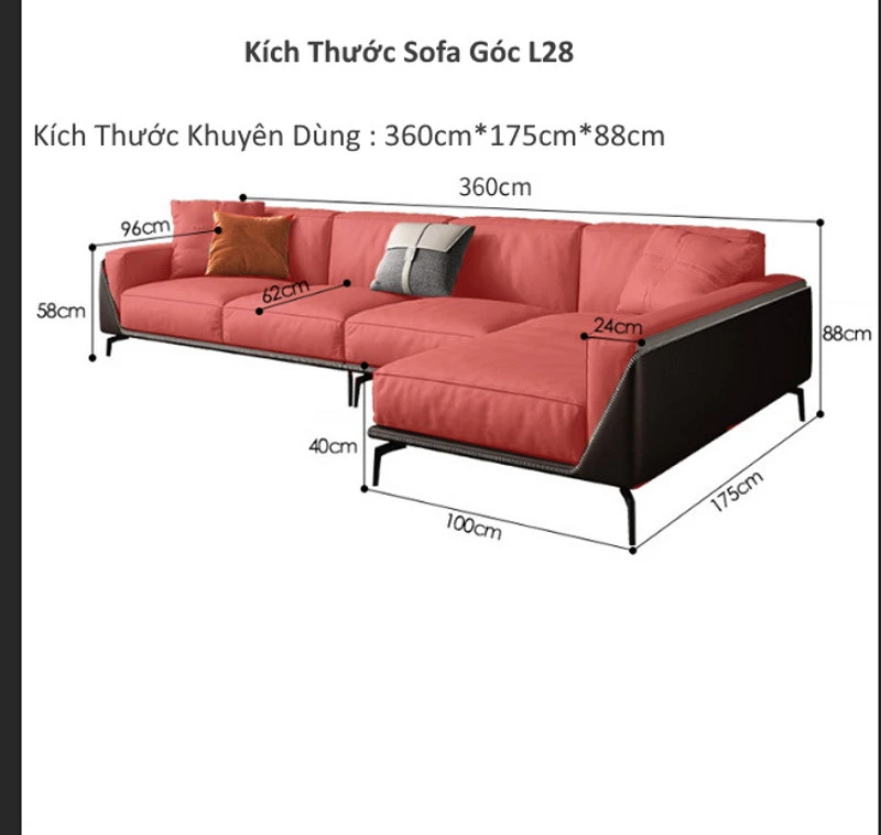 Ghế sofa góc đệm bằng sắt L28