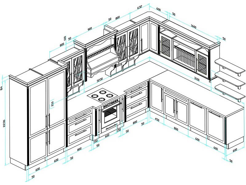 bản vẽ thi công tủ bếp