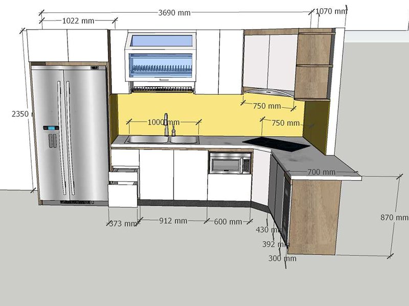 bản vẽ kỹ thuật tủ bếp