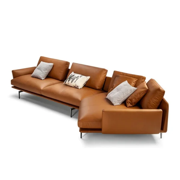 Sofa góc đệm da dáng cong L30