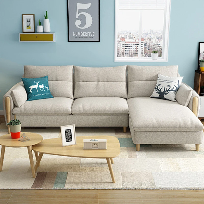 Ghế sofa góc đệm viền gỗ thô L25