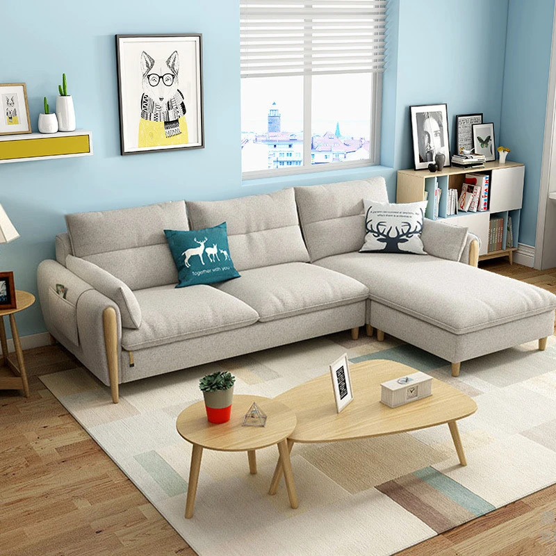 Ghế sofa góc đệm viền gỗ thô L25