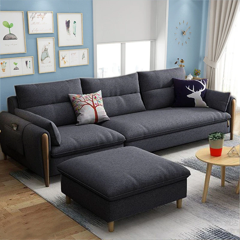 Ghế sofa góc đệm viền gỗ thô L25