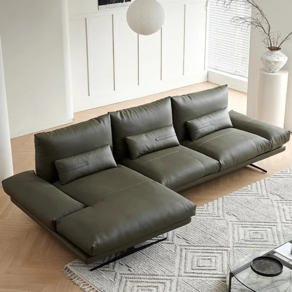 Sofa góc da Bò Ý hiện đại Hung GO Larina (L48)