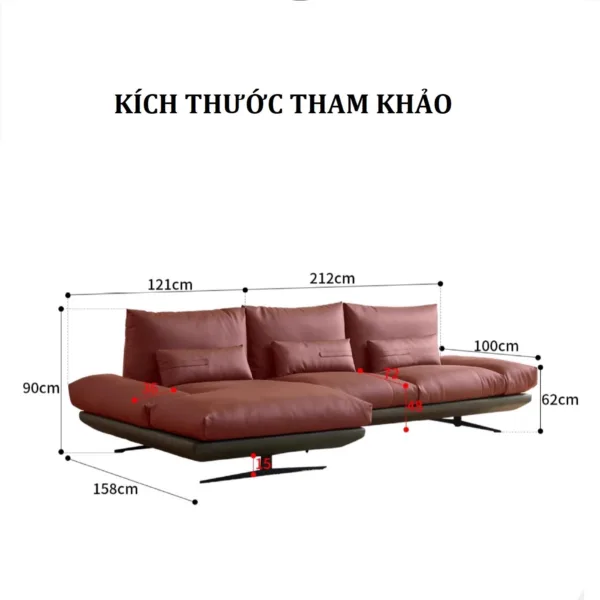 Sofa góc da Bò Ý hiện đại Hung GO Larina (L48)