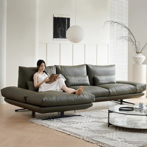 Sofa góc da Bò Ý hiện đại Hung GO Larina (L48)