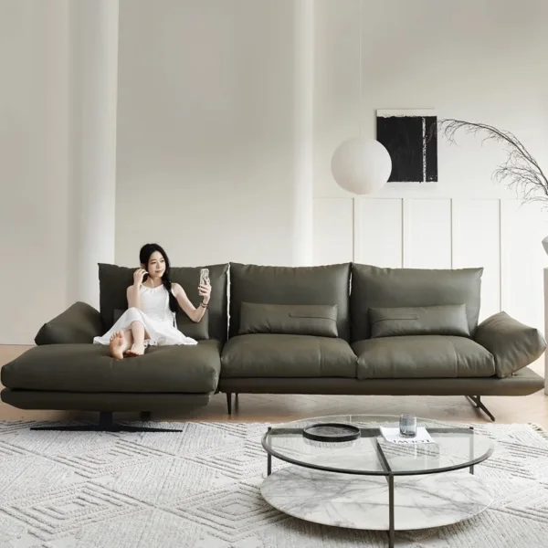 Sofa góc da Bò Ý hiện đại Hung GO Larina (L48)