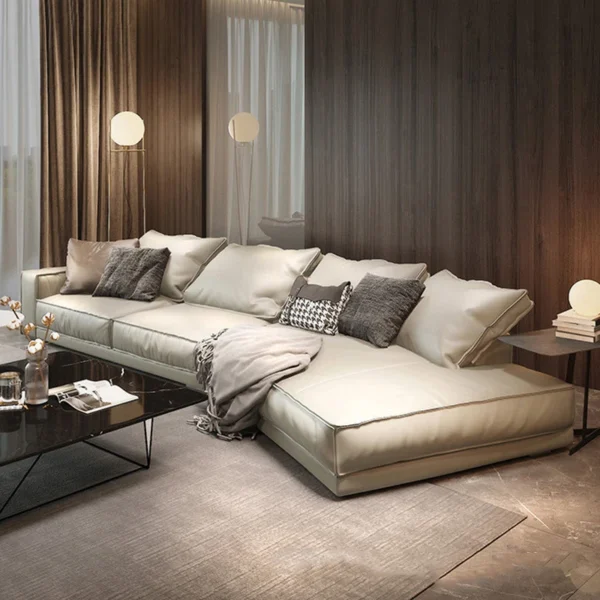 Sofa góc đệm da dáng cong L31