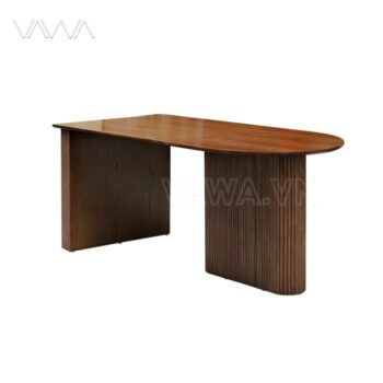 Bàn ăn Rustic chân nan trụ dẹt mặt gỗ Ripple