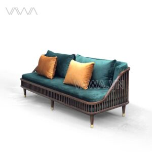 Sofa Rustic Văng Gỗ song tiện Dedar KBH