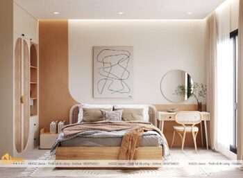 Giường có đầu giường phối mây