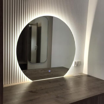 Gương Tròn khuyết đáy – phòng tắm, bàn phấn – đèn led