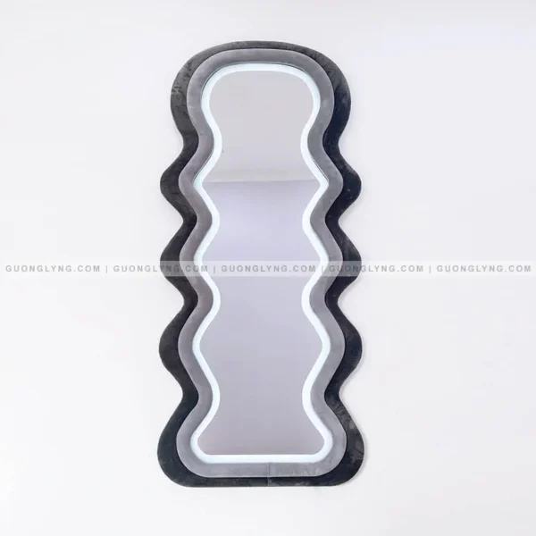 Gương lượn sóng – khung bọc nhung/nỉ – led